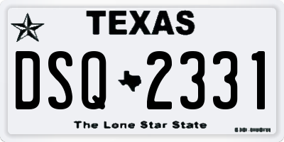 TX license plate DSQ2331