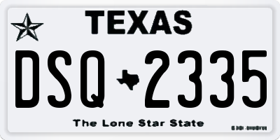 TX license plate DSQ2335