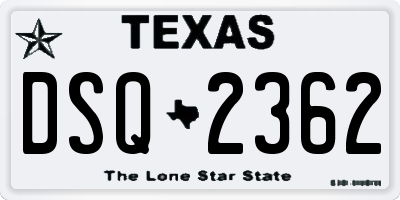 TX license plate DSQ2362