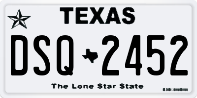 TX license plate DSQ2452