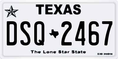TX license plate DSQ2467