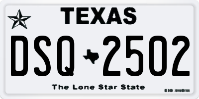 TX license plate DSQ2502