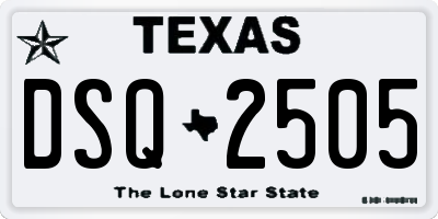 TX license plate DSQ2505