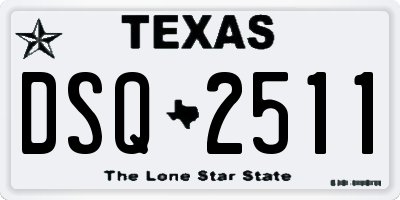 TX license plate DSQ2511