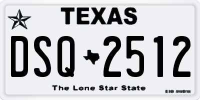 TX license plate DSQ2512