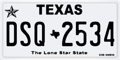 TX license plate DSQ2534