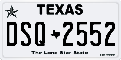TX license plate DSQ2552