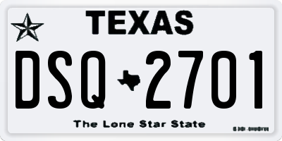 TX license plate DSQ2701