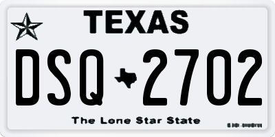 TX license plate DSQ2702