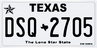 TX license plate DSQ2705