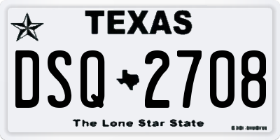TX license plate DSQ2708