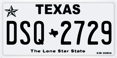 TX license plate DSQ2729