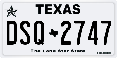 TX license plate DSQ2747