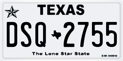TX license plate DSQ2755