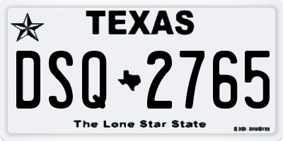 TX license plate DSQ2765