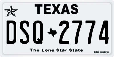 TX license plate DSQ2774