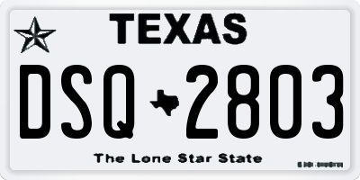TX license plate DSQ2803