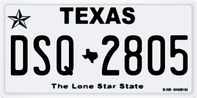 TX license plate DSQ2805