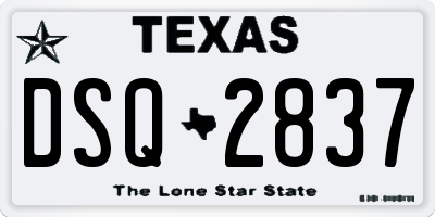TX license plate DSQ2837
