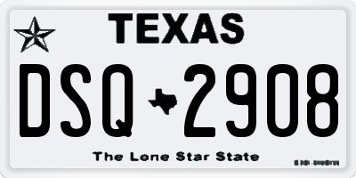 TX license plate DSQ2908