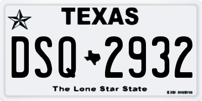 TX license plate DSQ2932