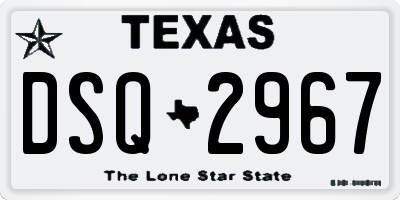 TX license plate DSQ2967