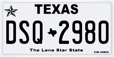 TX license plate DSQ2980