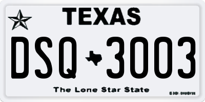 TX license plate DSQ3003