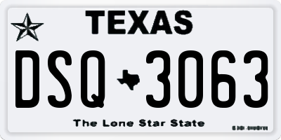 TX license plate DSQ3063