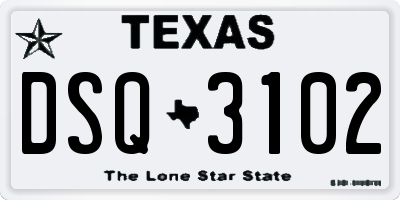 TX license plate DSQ3102