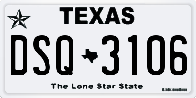 TX license plate DSQ3106