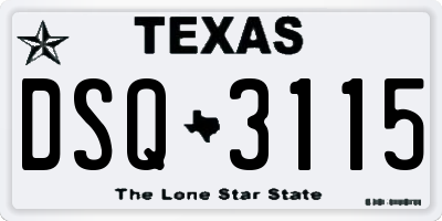 TX license plate DSQ3115