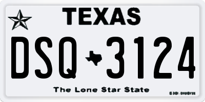 TX license plate DSQ3124