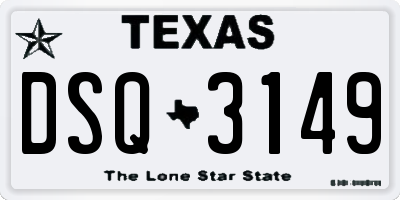TX license plate DSQ3149
