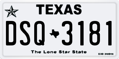 TX license plate DSQ3181