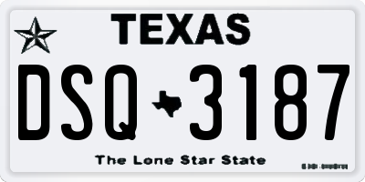 TX license plate DSQ3187