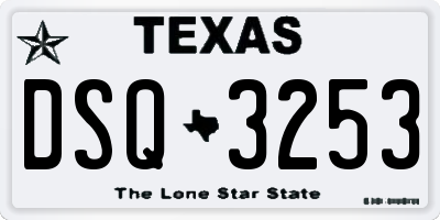 TX license plate DSQ3253