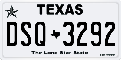 TX license plate DSQ3292