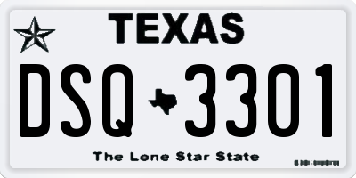 TX license plate DSQ3301