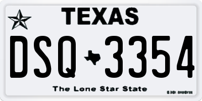 TX license plate DSQ3354