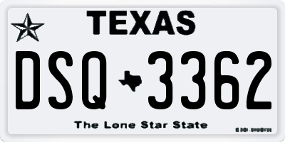 TX license plate DSQ3362