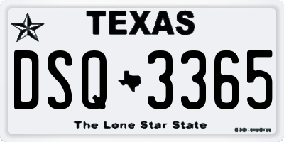 TX license plate DSQ3365