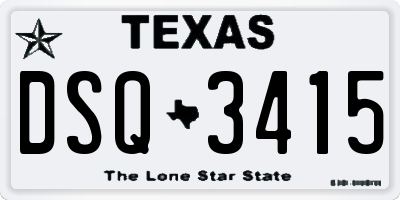 TX license plate DSQ3415