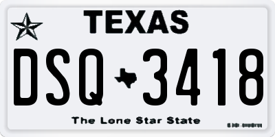 TX license plate DSQ3418