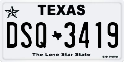 TX license plate DSQ3419