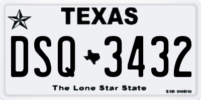 TX license plate DSQ3432
