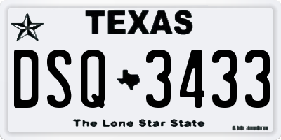TX license plate DSQ3433