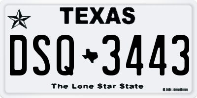 TX license plate DSQ3443