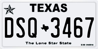 TX license plate DSQ3467
