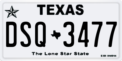 TX license plate DSQ3477
